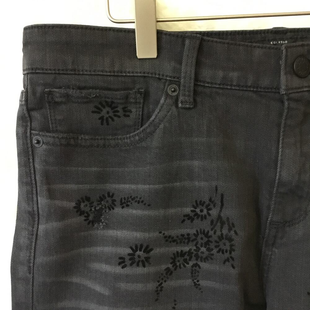 Lucky Brand Black Ava Skinny Jeans with Velvet Floral Detail - Picture 4 of 8